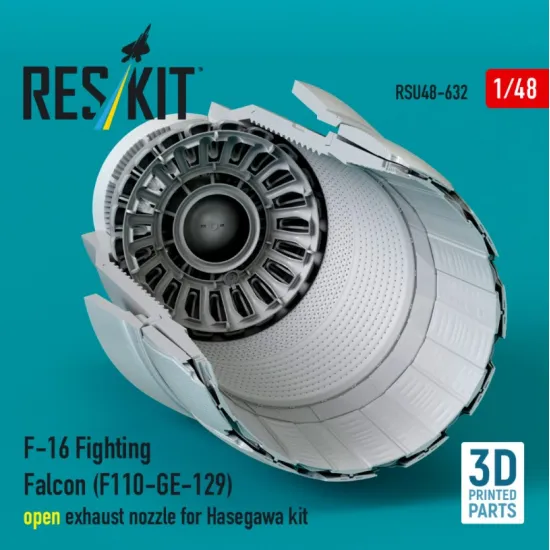 Reskit Rsu48-0632 1/48 F-16 Fighting Falcon F110-ge-129 Open Exhaust Nozzle For Hasegawa Kit 3d Printed
