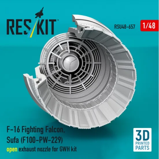 Reskit Rsu48-0657 1/48 F-16 Fighting Falcon Sufa F100-pw-229 Open Exhaust Nozzles For Gwh Kit 3d Printed