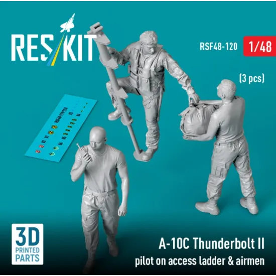 Reskit Rsf48-0120 1/48 A-10c Thunderbolt Ii Pilot On Access Ladder Airmen 3 Pcs 3d Printed