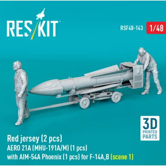 Reskit Rsf48-0143 1/48 Red Jersey 2 Pcs Aero 21a Mhu-191a/M 1 Pcs With Aim-54a Phoenix 1 Pcs For F-14a B Scene 1 3d Printed