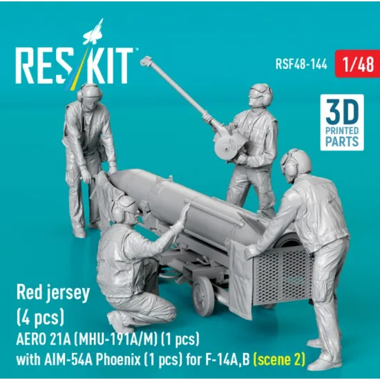 Reskit Rsf48-0144 1/48 Red Jersey 4 Pcs Aero 21a Mhu-191a/M 1 Pcs With Aim-54a Phoenix 1 Pcs For F-14a B Scene 2 3d Printed