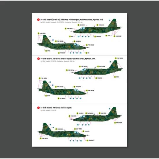 Reskit Rsb48-0006 1/48 Su-25 Frogfoot Clover Blue 03 05 41 45 Ukrainian Air Forces Main Decals With Stencils
