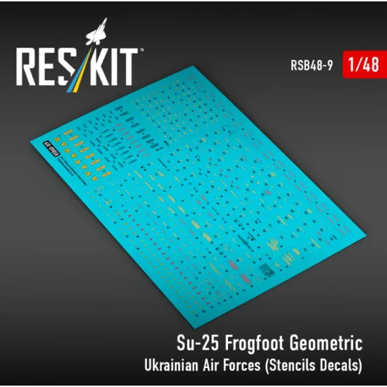 Reskit Rsb48-0009 1/48 Su-25 Frogfoot Geometric Ukrainian Air Forces Stencils Decals