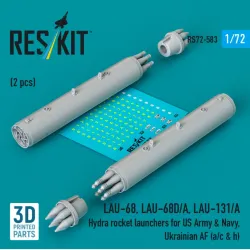 Reskit Rs72-0583 1/72 Lau-68 Lau-68d/A Lau-131/A Hydra Rocket Launchers For Us Army Navy Ukrainian Af A/C H 2 Pcs 3d Printed