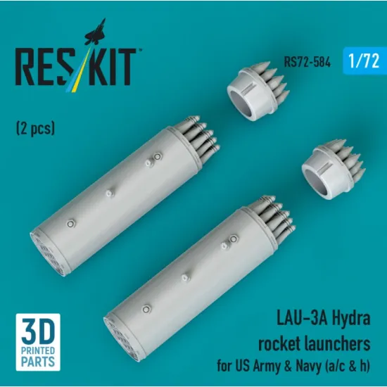 Reskit Rs72-0584 1/72 Lau-3a Hydra Rocket Launchers For Us Army Navy A/C H 2pcs 3d Printed