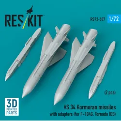 Reskit Rs72-0607 1/72 As 34 Kormoran Missiles With Adapters 2 Pcs For F-104g Tornado Ids 3d Printed