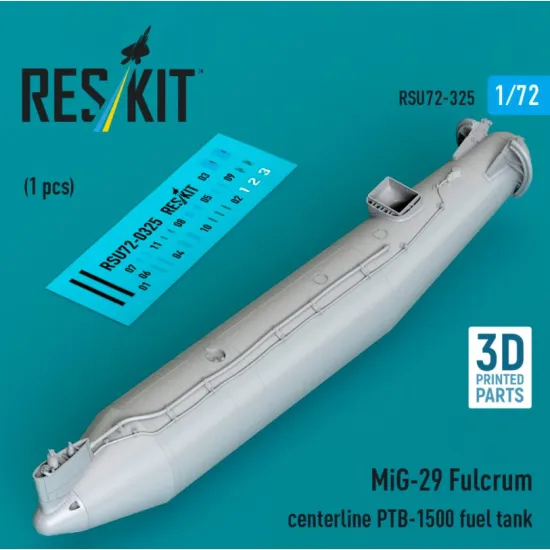 Reskit Rsu72-0325 1/72 Mig-29 Fulcrum Centerline Ptb-1500 Fuel Tank 1 Pcs 3d Printed