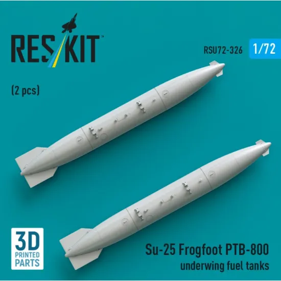 Reskit Rsu72-0326 1/72 Su-25 Frogfoot Ptb-800 Underwing Fuel Tanks 2 Pcs 3d Printed