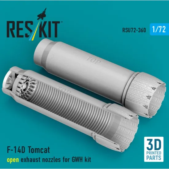 Reskit Rsu72-0360 1/72 F-14d Tomcat Open Exhaust Nozzles For Gwh Kit 3d Printed