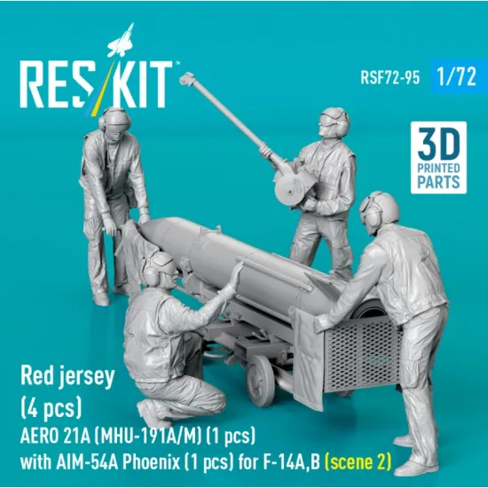 Reskit Rsf72-0095 1/72 Red Jersey 4 Pcs Aero 21a Mhu-191a/M 1 Pcs With Aim-54a Phoenix 1 Pcs For F-14a B Scene 2 3d Printed