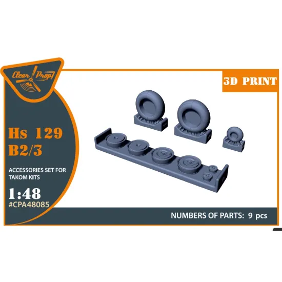 Clear Prop Cpa48085 1/48 Hs 129b2/3 Wheels Set Weighted For Takom Kit 3d Print