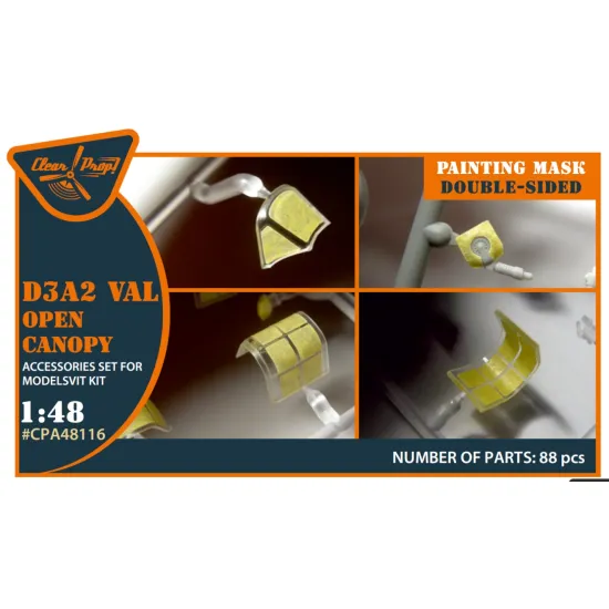 Clear Prop Cpa48116 1/48 D3a2 Val Open Canopy Double-sided Painting Mask On Yellow Kabuki Paper For Wingsy Kits