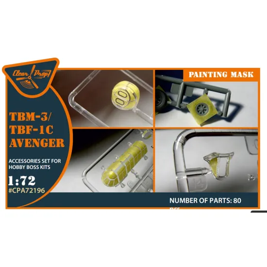 Clear Prop Cpa72196 1/72 Tbm-3/Tbf-1c Avenger Painting Mask On Yellow Kabuki Paper For Hobby Boss Kit