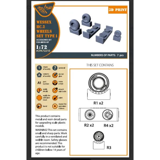 Clear Prop Cpa72210 1/72 Wessex Hc 2 Wheel Set Type 1 For Airfix Kit 3d Print