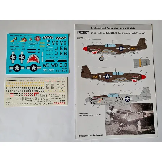 Foxbot 72-051 1/72 North American P-51 Mustang Nose Art Part 1 And Stencils For Academy Arma Hobby Az Model Airfix Brengun Eduard Hasegawa Heller Hobbyboss Revell Italeri Kp Monogram Special Hobby Tamiya Kits