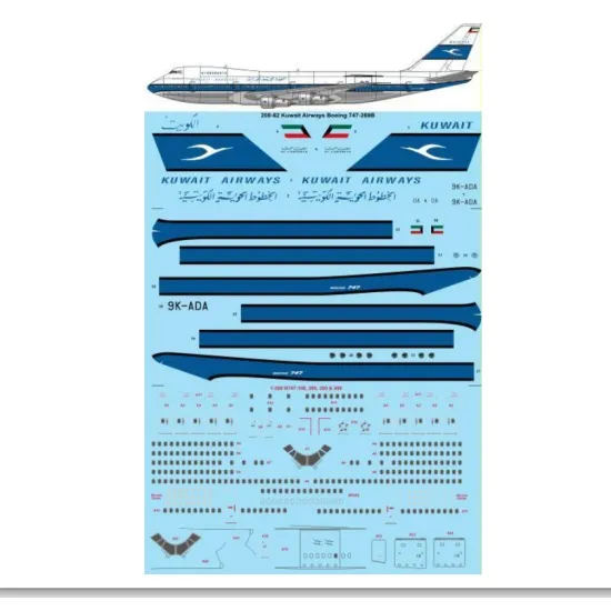 26decals 200-82 1/200 200-82 Kuwait Airways 747-269b Decal For Aircraft