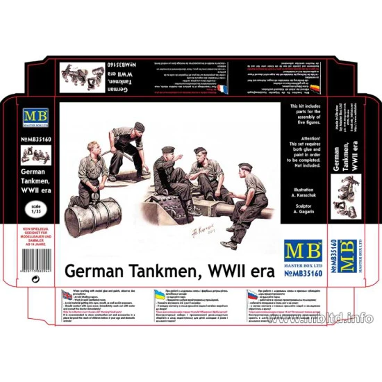 German Tankmen, WWII era 5 figures with fuel barrel 1/35 Master Box 35160