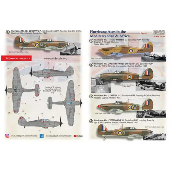 Print Scale 48-256 1/48 Decal For Hurricane Aces In The Mediterranean Africa Part 4