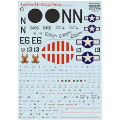 Print Scale 48-261 1/48 Decal For P-38 Lightning In Bare Metal Part 2