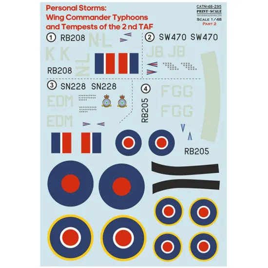 Print Scale 48-295 1/48 Decal For Personal Storm Wings Commander Typhoon And Tempests Of The 2nd Taf Part 2