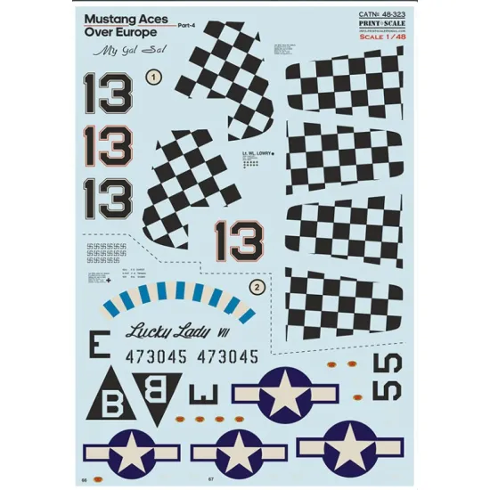 Print Scale 48-323 1/48 Decal For P-51 Aces Over Evrope Part 4