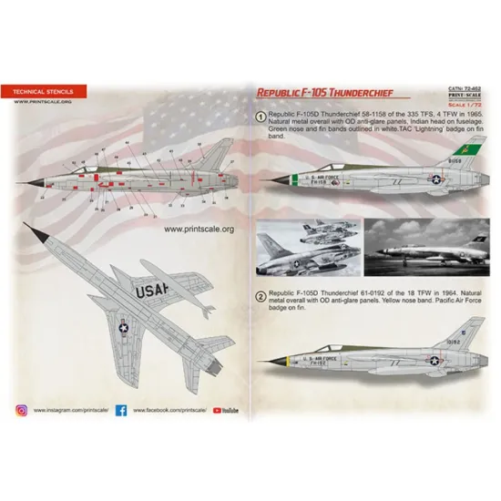 Print Scale 72-462 1/72 Decal For F-105 Thunderchief Part 3