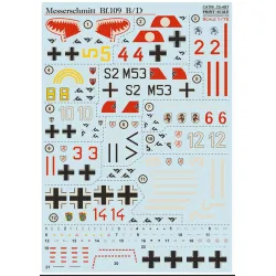 Print Scale 72-497 1/72 Decal For Bf-109 Messerschmitt B/D
