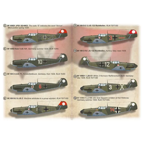 Print Scale 72-497 1/72 Decal For Bf-109 Messerschmitt B/D