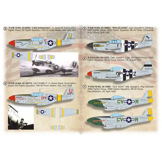 Print Scale 72-515 1/72 Decal For P-51 Aces Over Europe Part 1