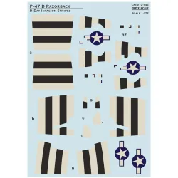 Print Scale 72-542 1/72 Decal For P-47d Razorback D-day Invasion Stripes