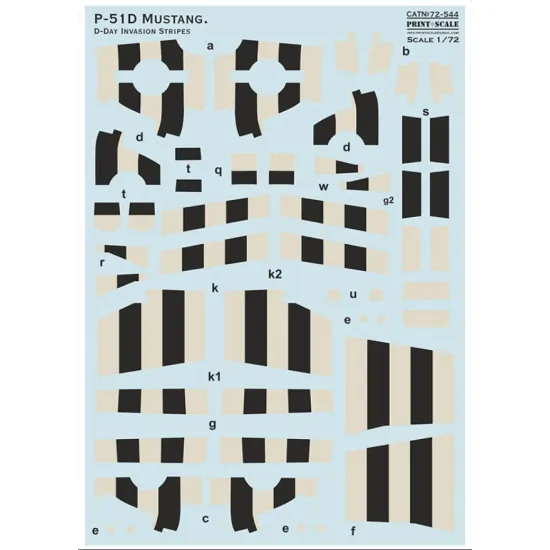 Print Scale 72-544 1/72 Decal For P-451d D-day Invasion Stripes