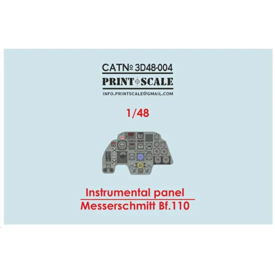 Print Scale Prs3d48-004 1/48 Instrumental Panel Bf 110e For Eduard Set