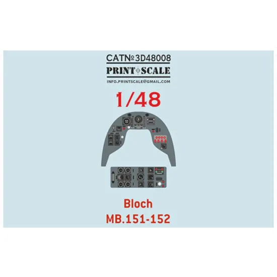 Print Scale Prs3d48-008 1/48 Bloch Mb 151/152 Instrument Panel