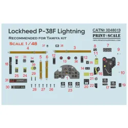 Print Scale Prs3d48-013 1/48 Lockheed P-38f Lightning Instrument Panel