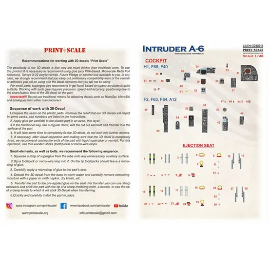 Print Scale Prs3d48-014 1/48 Grumman A-6 Intruder Instrument Panel