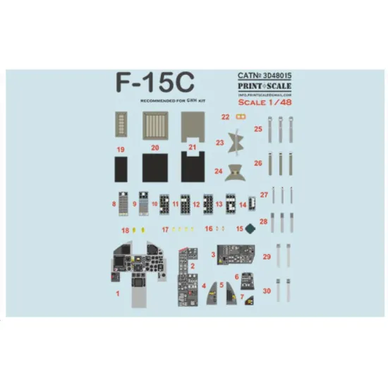 Print Scale Prs3d48-015 1/48 F-15c Eagle Instrument Panel
