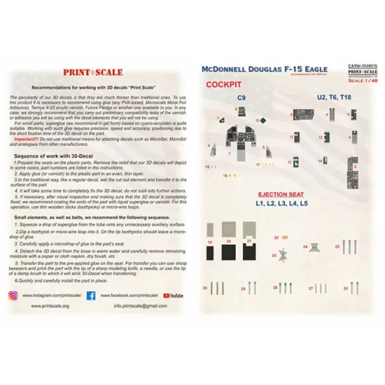 Print Scale Prs3d48-015 1/48 F-15c Eagle Instrument Panel