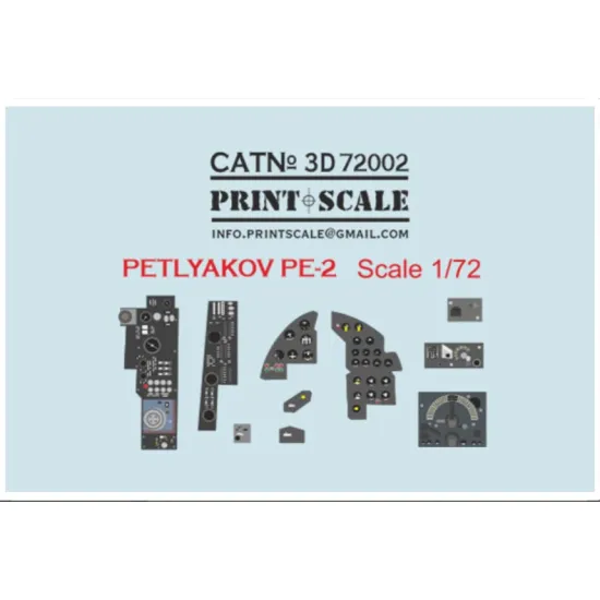 Print Scale Prs3d72-002 1/72 Petlyakov Pe-2 Instrument Panel