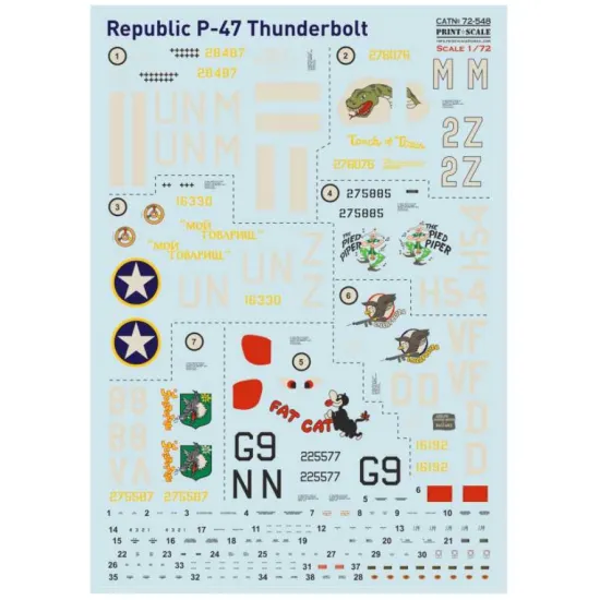 Print Scale 72-548 1/72 Decal For Republic P-47 Thunderbolt