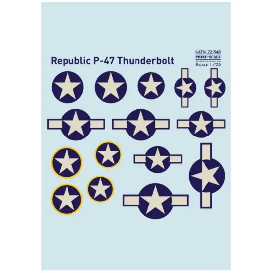 Print Scale 72-548 1/72 Decal For Republic P-47 Thunderbolt