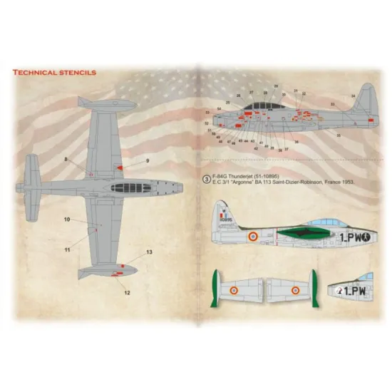 Print Scale 72-550 1/72 Decal For Republic F-84 Thunderjet Part-1