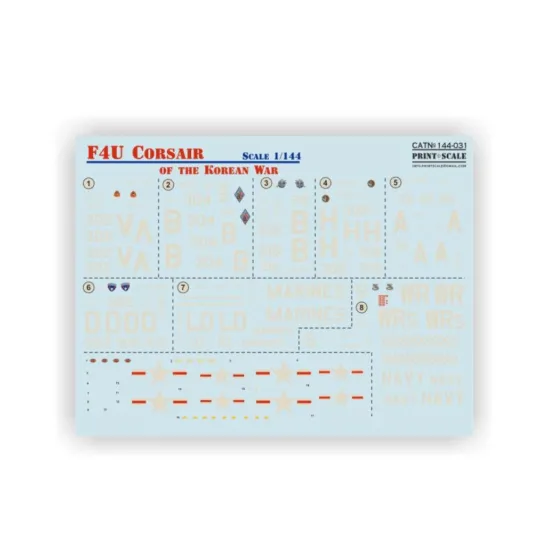 Print Scale 144-031 1/144 Decal For F4u Corsair