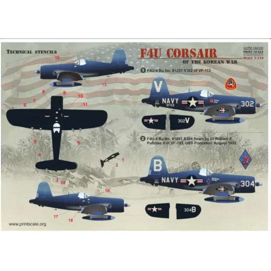 Print Scale 144-031 1/144 Decal For F4u Corsair