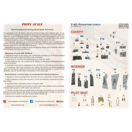 Print Scale Prs3d48-021 1/48 F-4g Phantom Early For Meng Set