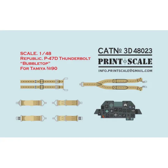 Print Scale Prs3d48-023 1/48 P-47d Yhunderbolt Bubbletop For Tamia 90