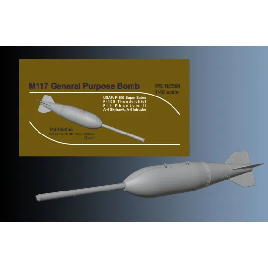 Print Scale Psr48055 1/48 M117 General Purpose Bomb With Long Probe Nose Fuze 2pc