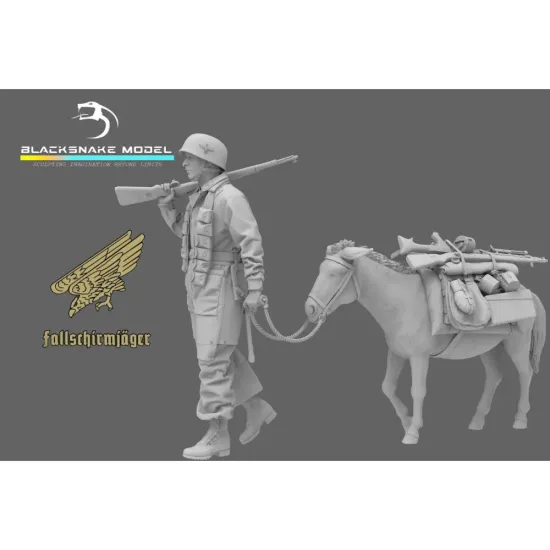 Black Snake Fsj-01-16 1/16 1 Fallschirmjager Leading A Donkey Resin Kit