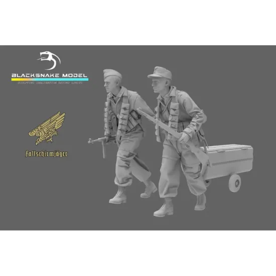 Black Snake Fsj-02-16 1/16 3 Fallschirmjager And Drop Canister Resin Kit