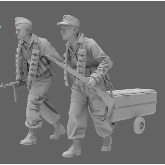 Black Snake Fsj-02-16 1/16 3 Fallschirmjager And Drop Canister Resin Kit