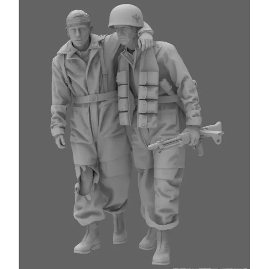 Black Snake Fsj-03-16 1/16 2 Fallschirmjager With A Wounded Comrade Resin Kit